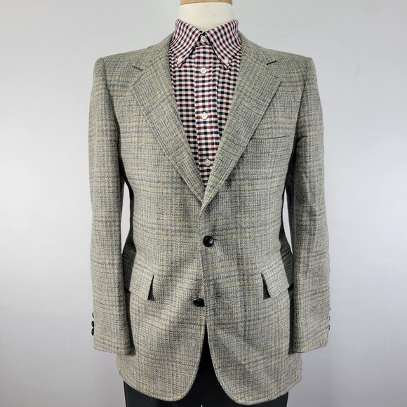 VTG JC Penny Men's Sport Coat Blazer Two Button Tweed Plaid Wool Size‎ 40R